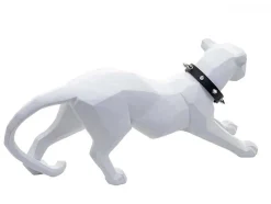 Decoratiefiguurtje Luipaard Mcw-D36 Met Kraag, Wit Mat Met Kraag