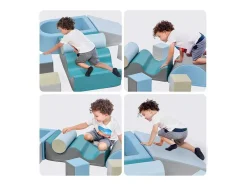 9-Delige Bouwstenen Voor Hardlopen En Klimmen. Bouwstenen Voor Kinderen. Trappen, Glijbaan En Ballenbad Voor Kleuters En Baby'S, Zachte, Kleurrijke Bouwstenen. Zonder Bal.