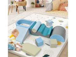 9-Delige Bouwstenen Voor Hardlopen En Klimmen. Bouwstenen Voor Kinderen. Trappen, Glijbaan En Ballenbad Voor Kleuters En Baby'S, Zachte, Kleurrijke Bouwstenen. Zonder Bal.