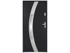 Deur Van Geglazuurd Staal En Inox H.207 X B.100 Cm Antraciet - Rechts Duwen - Trofa