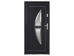 Deur Van Geglazuurd Staal En Inox H.207 X B.100 Cm Antraciet - Rechts Duwen - Covas
