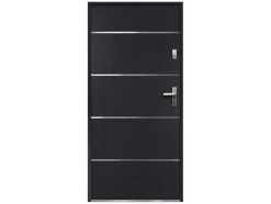 Deur Van Massief Staal En Inox H.207 X B.100 Cm Antraciet - Rechts Duwen - Naxara