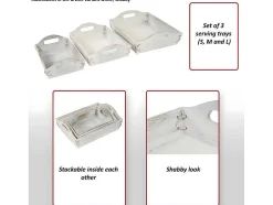 Dienblad Mcw-C50 Shabby Look (Set Van 3), Wit, Shabby