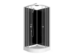 Douchecabine In Kwartcirkel - Verstelbare Hoogte - Chroom En Zwart - L90 X B90 X H213/232 Cm - Pozali