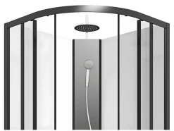 Douchecabine Kwart Cirkel - Aanpasbare Hoogte - L80 X B80 X H213/232 Cm - Zwart En Wit - Rovata
