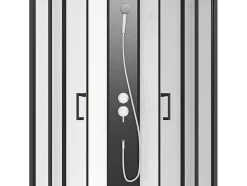 Douchecabine Kwart Cirkel - Aanpasbare Hoogte - L80 X B80 X H213/232 Cm - Zwart En Wit - Rovata