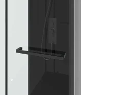 Douchecabine Met Omkeerbare Plaatsingsrichting En Aanpasbare Hoogte - Zwart - L90 X B90 X H213/232 Cm - Damilu