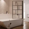 Draaibaar Badscherm Met Industriele Stijl - 80 X 140 Cm - Mat Zwart - Glas - Rivanon