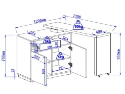 Draaibaar Barmeubel Eldir- 2 Deuren, 1 Lade En 1 Nis - Mdf - Witgelakt & Eiken