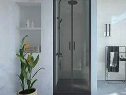 Draaibare Douchedeur - 80 X 195 Cm - Zwart Mat - Gehard Glas - Sarasota