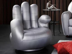 Draaiende Fauteuil Catchy Van Kunstleer - Zilverkleurig