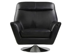Draaifauteuil Ithaque In Buffelleer - Zwart