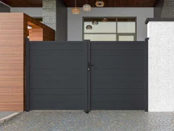 Draaipoort Van Aluminium Antraciet - L305 X 181 Cm - Nazario