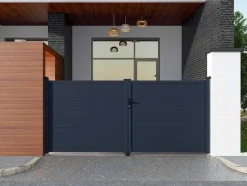 Draaipoort Van Aluminium Antraciet - L355 X 166 Cm - Nazario