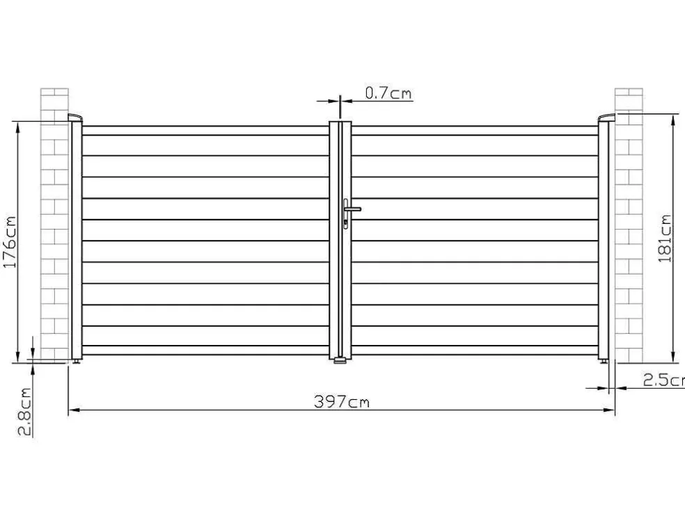 Draaipoort Van Aluminium B397 X H181 Cm Wit - Nazario