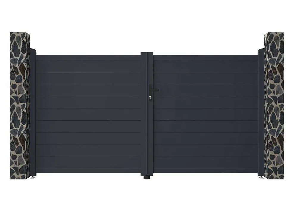 Draaipoort Van Aluminium Antraciet - L305 X 166 Cm - Nazario