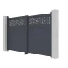 Draaipoort Van Aluminium Met Motieven - Halfopengewerkt - L. 305 X H. 182 Cm - Antraciet - Bazio
