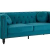 Drie- En Tweezitsbank Van Blauwgroen Velours Turner