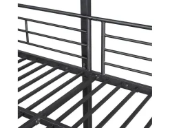 Driedubbele Stapelbedden 90 X 200 Cm - Hoge Reling En Ladder - Metaal - Zwart