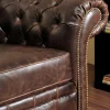 Driezits- En Tweezitsbank Chesterfield Clotaire Van 100% Leer Met Lived-In Aspect