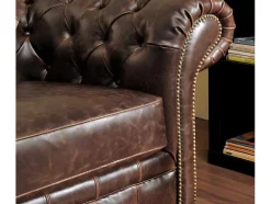 Driezits- En Tweezitsbank Chesterfield Clotaire Van 100% Leer Met Lived-In Aspect