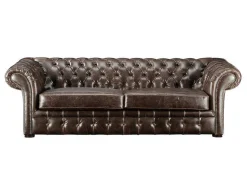 Driezits- En Tweezitsbank Chesterfield Clotaire Van 100% Leer Met Lived-In Aspect