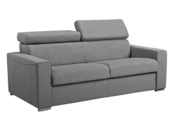 Driezits Express Slaapbank Van Stof Vizir - Grijs - Slaapafmeting Met Brede Latten 140 Cm - Matras 18 Cm