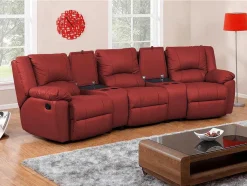 Driezits Relaxbank En Relaxfauteuil Van Leer Aroma - Rood