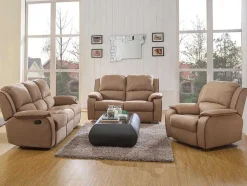 Driezits Relaxbank En Relaxfauteui Van Microvezel Hernani - Grijs