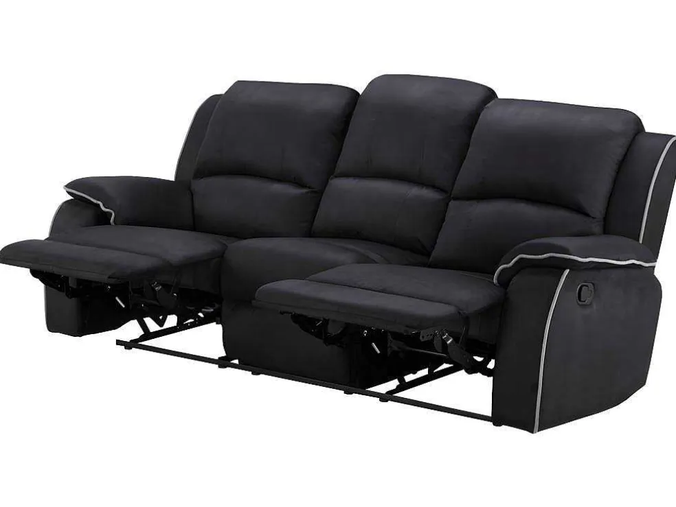Driezits Relaxbank En Relaxfauteuil Van Microvezel Hernani - Zwart