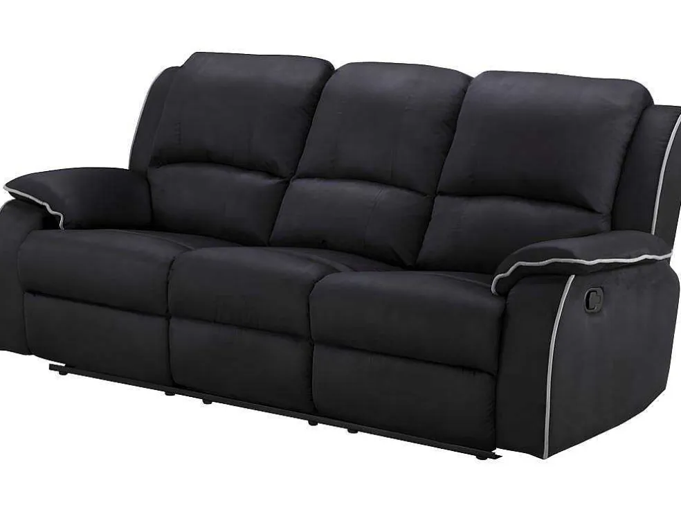 Driezits Relaxbank En Relaxfauteuil Van Microvezel Hernani - Zwart