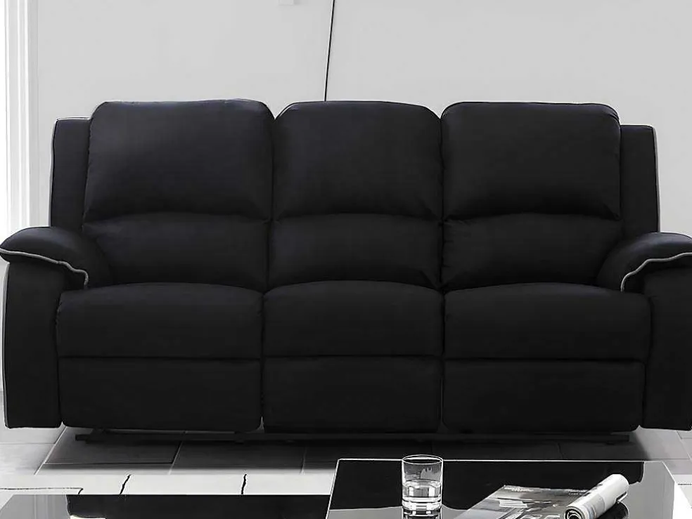 Driezits Relaxbank En Relaxfauteuil Van Microvezel Hernani - Zwart