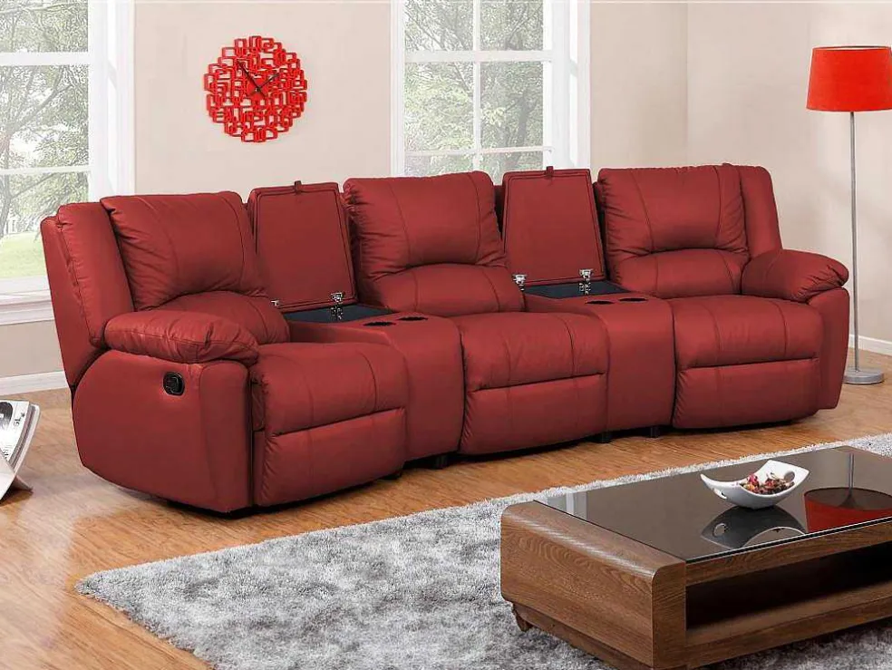 Driezits Relaxbank Van Leer Aroma - Rood
