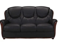 Driezitsbank 100% Buffelleer Adelaide - Zwart