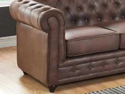 Driezitsbank Chesterfield Van Microvezel Met Vintage Look