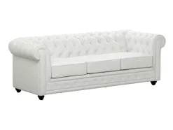 Driezitsbank Chesterfield Van Kunstleer - Wit