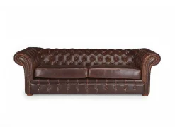 Driezitsbank Chesterfield Clotaire Van 100% Leer Met Lived-In Aspect