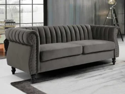 Driezitsbank Chesterfield Van Fluweel Trumbo - Antraciet