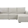 Driezitsbank En Elektrische Relaxfauteuil In Beige Ribfluweel Amelio
