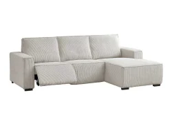 Driezitsbank En Elektrische Relaxfauteuil In Beige Ribfluweel Amelio