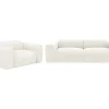 Driezitsbank En Fauteuil Van Witte Bouclestof Pogni Van Maison Cephy