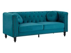 Driezitsbank Van Blauwgroen Velours Turner
