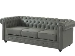 Driezitsbank Van Buffelleer Chesterfield - Grijs