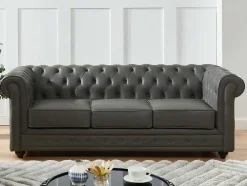 Driezitsbank Van Buffelleer Chesterfield - Grijs