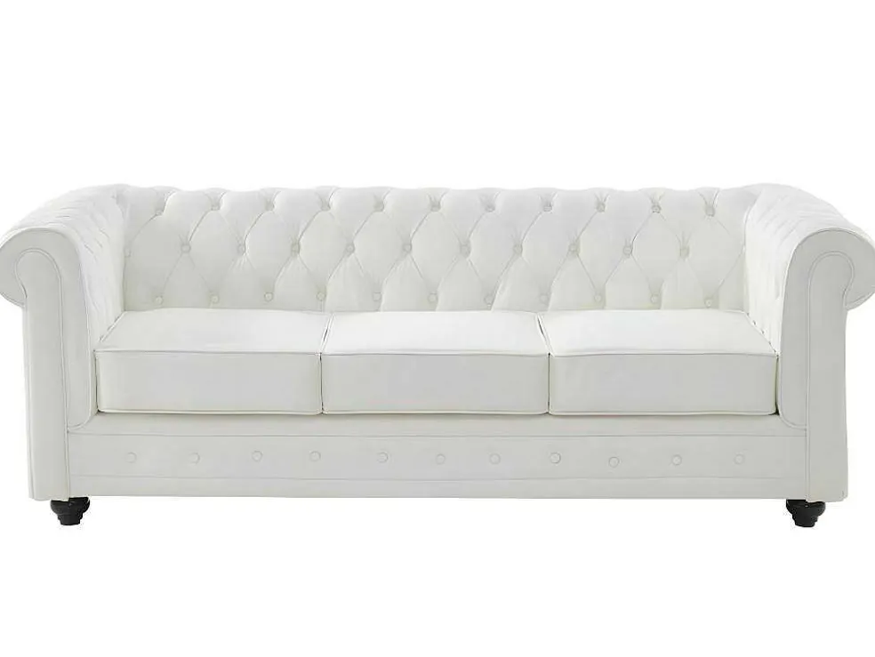 Driezitsbank Van Buffelleer Chesterfield - Wit