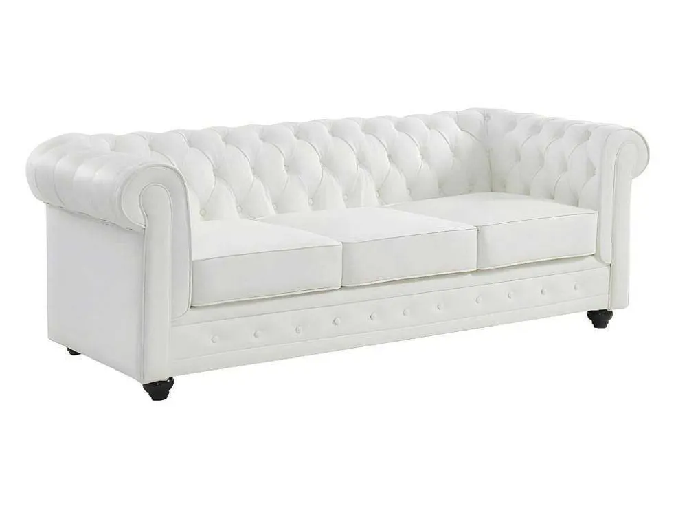 Driezitsbank Van Buffelleer Chesterfield - Wit