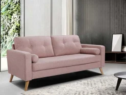 Driezitsbank Van Stof Met Woleffect Tatum - Roze