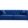 Driezits-Chesterfield-Bank Van Nachtblauw Velours Arsene