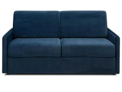 Driezits-Expressbedbank Van Fluweel Calife - Nachtblauw - Slaapruimte 140 Cm - Matras 14 Cm