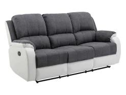 Driezits-Relaxbank Van Microvezel En Grijs En Wit Kunstleer Brody
